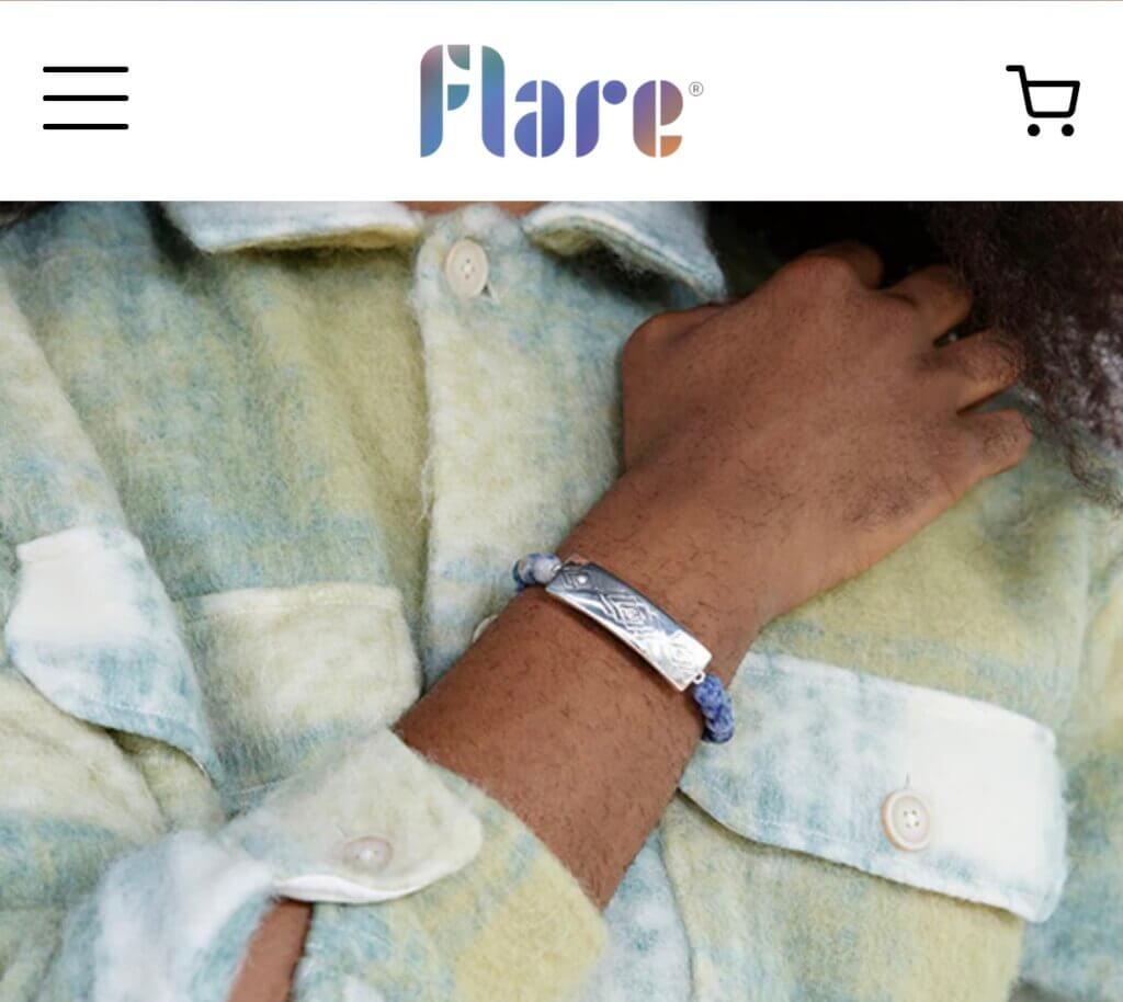 Image of a person wearing the Flare Bracelet, a smart security solution designed to keep you protected with discreet emergency alert features.